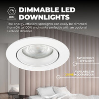 Ledvion Dimmbare LED Einbaustrahler Weiß - Rio - 3W - 2700K - ø85mm