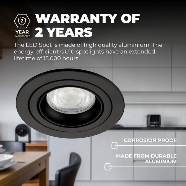 Ledvion Dimmbare LED Einbaustrahler Schwarz - Tokyo - 3W - 2700K - ø92mm - 6 Pack