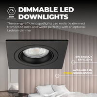 Ledvion Dimmbare LED Einbaustrahler Schwarz - Sevilla - 5W - 2700K - 92mm - Quadrat - 6 Pack