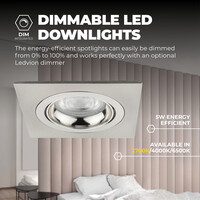 Ledvion Dimmbare LED Einbaustrahler Edelstahl - Sevilla - 5W - 2700K - 92mm - Quadrat