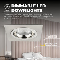 Ledvion Dimmbare LED Einbaustrahler Edelstahl - Sevilla - 3W - 2700K - 92mm - Quadrat - 6 Pack