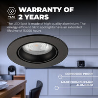 Ledvion Dimmbare LED Einbaustrahler Schwarz - Rio - 3W - 6500K - ø85mm - 6 Pack
