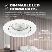 Ledvion Dimmbare LED Einbaustrahler Weiß - Rio - 3W - 4000K - ø85mm