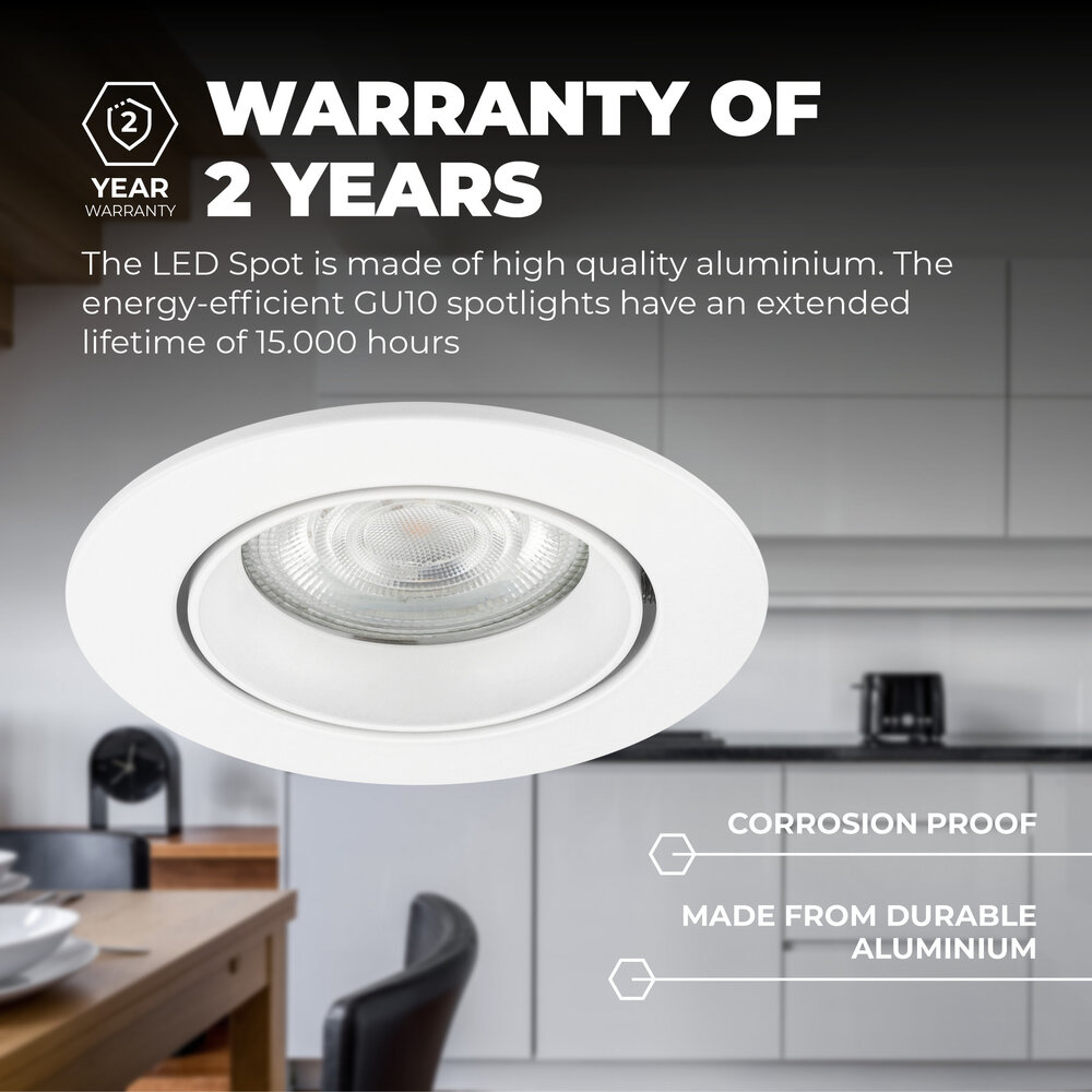 Ledvion Dimmbare LED Einbaustrahler Weiß - Rio - 3W - 4000K - ø85mm