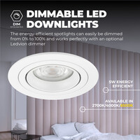 Ledvion Dimmbare LED Einbaustrahler Weiß - Tokyo - 5W - 6500K -  ø92mm