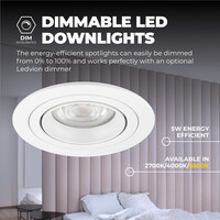 Ledvion Dimmbare LED Einbaustrahler Weiß - Tokyo - 3W - 6500K -  ø92mm - 3 Pack