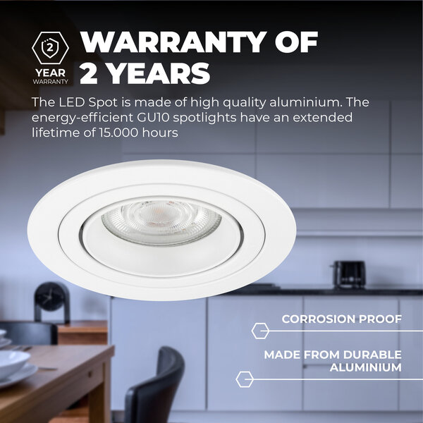 Ledvion Dimmbare LED Einbaustrahler Weiß - Tokyo - 3W - 6500K -  ø92mm - 3 Pack
