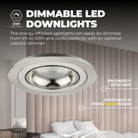 Ledvion Dimmbare LED Einbaustrahler Edelstahl - Tokyo - 5W - 4000K - ø92mm - 6 Pack