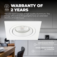 Ledvion Dimmbare LED Einbaustrahler Weiß - Sevilla - 3W - 4000K - 92mm - Quadrat - 6 Pack