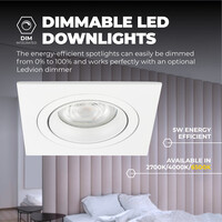 Ledvion Dimmbare LED Einbaustrahler Weiß - Sevilla - 5W - 6500K - 92mm - Quadrat