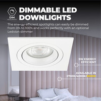 Ledvion Dimmbare LED Einbaustrahler Weiß - Sevilla - 5W - 6500K - 92mm - Quadrat - 3 Pack