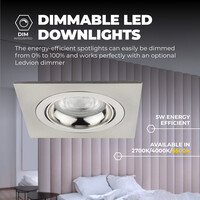 Ledvion Dimmbare LED Einbaustrahler Edelstahl - Sevilla - 5W - 6500K - 92mm - Quadrat - 3 Pack