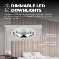 Ledvion Dimmbare LED Einbaustrahler Edelstahl - Sevilla - 5W - 4000K - 92mm - Quadrat