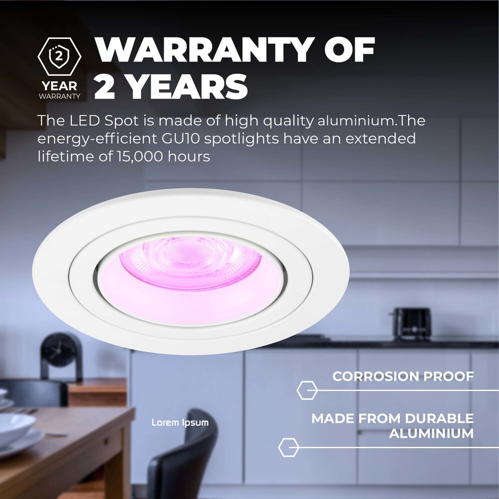 Ledvion Smart LED Einbaustrahler Weiß - Tokyo - Smart WiFi - Dimmbar - RGB+CCT - 3 Pack