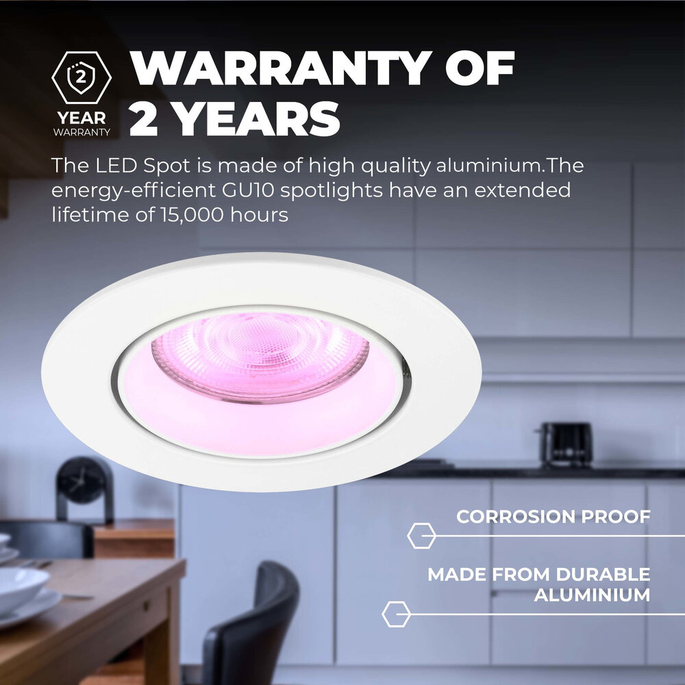 Ledvion Smart LED Einbaustrahler Weiß - Rio - Smart WiFi - Dimmbar - RGB+CCT - 3 Pack