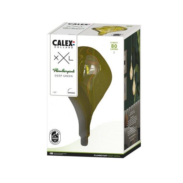 Calex Calex Organic Flamboyant Evo Deep Green Flex Filament - 220-240V - 80Lm - 5.5W - 1800K - E27 - Dimmbar