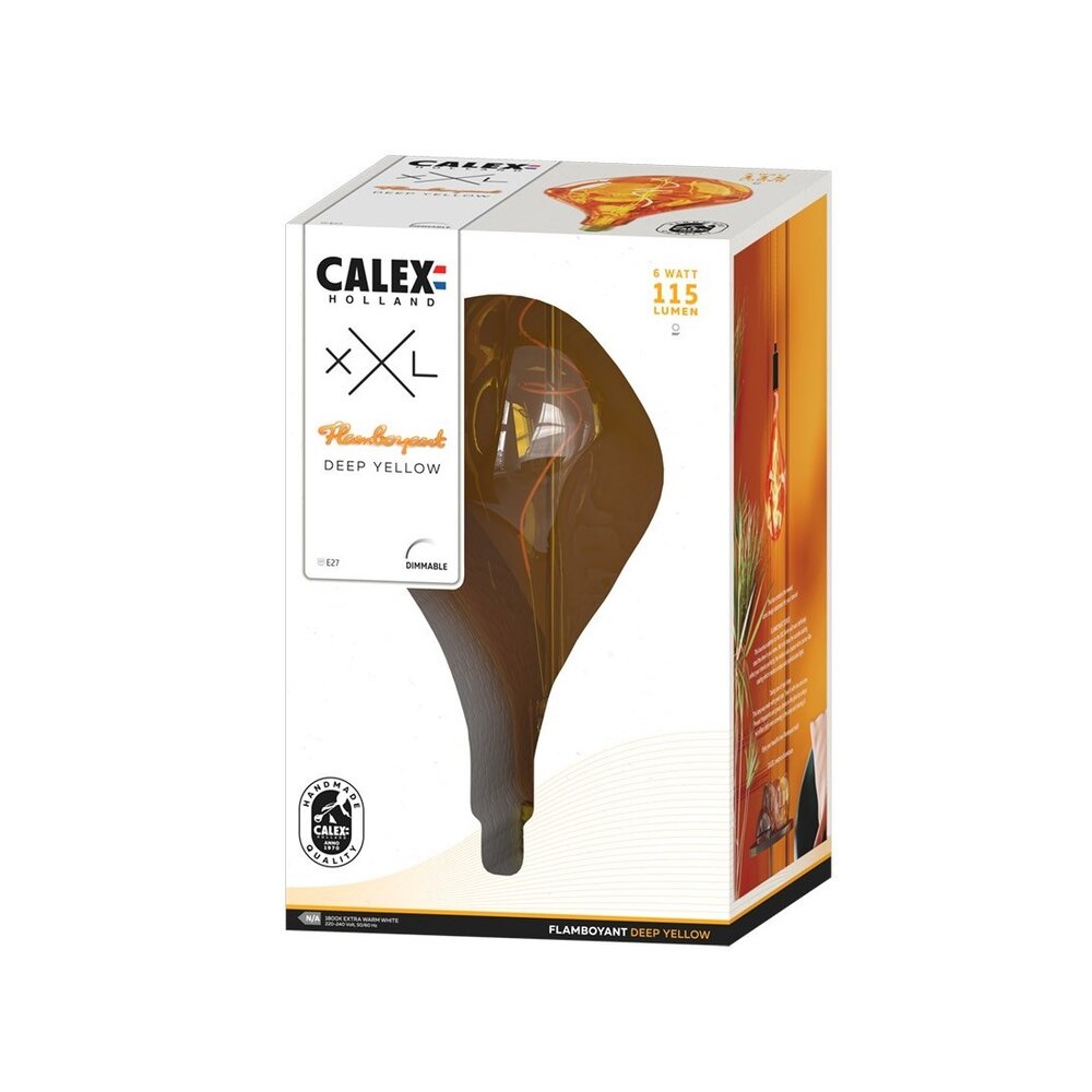 Calex Calex Organic Flamboyant Evo Deep Yellow Flex Filament - 220-240V - 150Lm - 6W - 1800K - E27 - Dimmbar