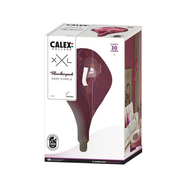 Calex Calex Organic Flamboyant Evo Deep Purple Flex Filament - 220-240V - 30Lm - 6W - 1600K - E27 - Dimmbar