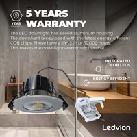 Ledvion Dimmbare LED Einbaustrahler Edelstahl - IP65 - 5W - 2700K - 5 Jahre Garantie - Geeignet für das Badezimmer