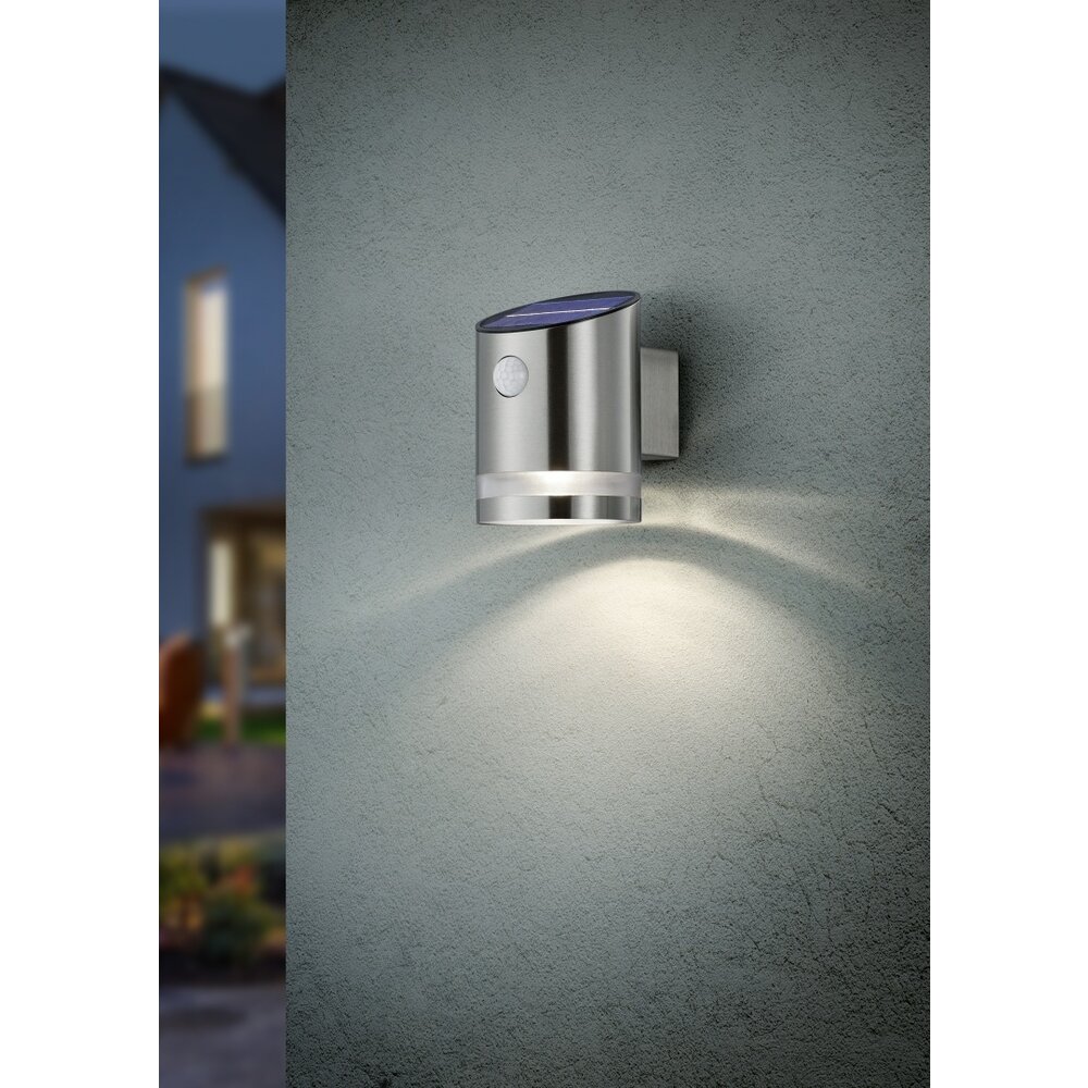 Trio Leuchten LED Wandleuchte mit Sensor - IP44 - Edelstahl - 3000K