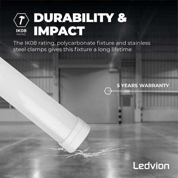 Ledvion 3-Pack LED Feuchtraumleuchten 120 cm - Samsung LED - IP65 - 36W - 140 lm/W - 6500K - Verlinkbar - 5 Jahre Garantie