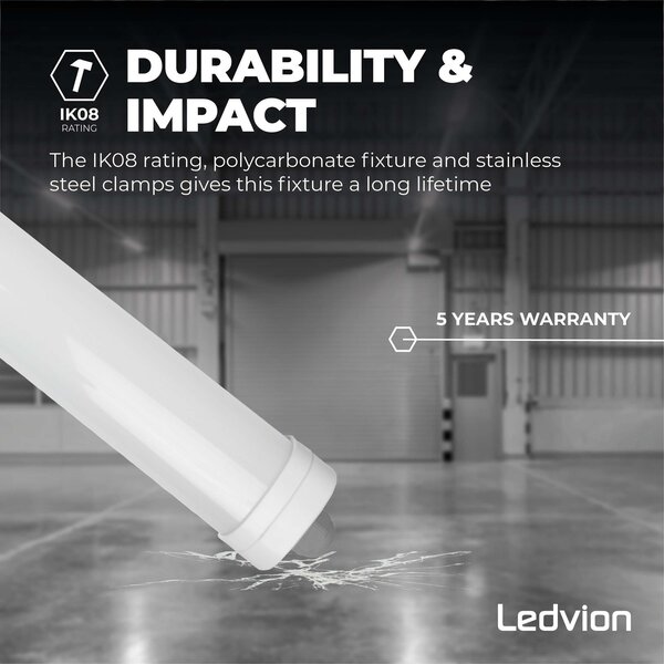 Ledvion 6-Pack LED Feuchtraumleuchten 60 cm - Samsung LED - IP65 - 20W - 140 lm/W - 4000K - Verlinkbar - 5 Jahre Garantie
