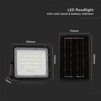V-TAC Solar LED Fluter - 400 lumen - 6400K - IP65 - 5000mah