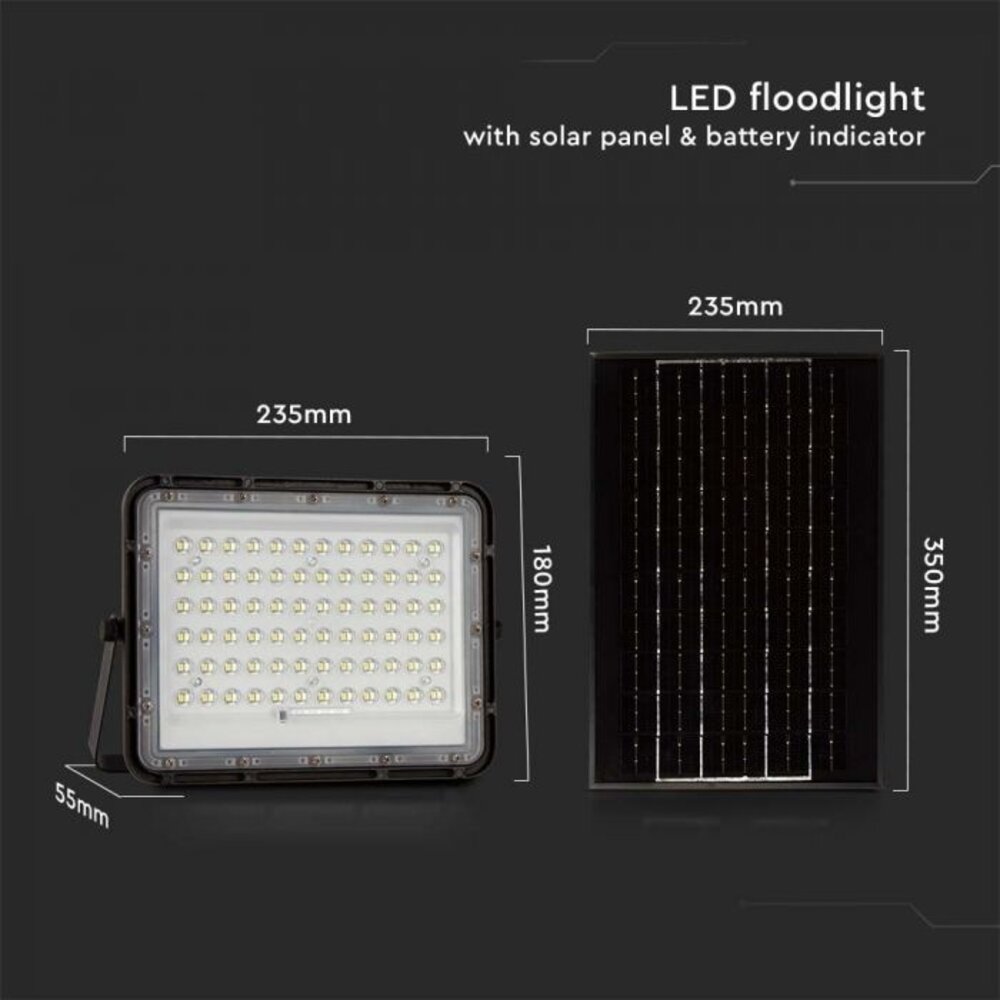 V-TAC Solar LED Fluter - 1200 lumen - 6400K - IP65 - 12000mah