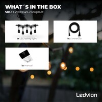 Ledvion LED String Light + 3m Anschlusskabel - IP65 - Verknüpfbar - E27-Fassungen