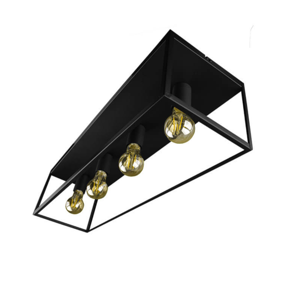 Beleuchtungonline LED Deckenleuchte - Leduxa - Schwarz - Quadrat - 4x E27 Filament - 16W