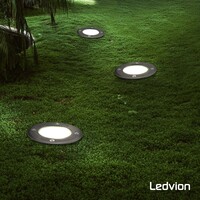 Ledvion 3x LED Bodeneinbaustrahler Rund - IP67 - 5W - 2700K - 1m Kabel - Schwarz