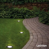 Ledvion 6x LED Bodeneinbaustrahler Rund - IP67 - 3W - 4000K - 1m Kabel - Schwarz