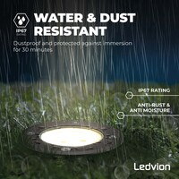 Ledvion 6x LED Bodeneinbaustrahler Rund - IP67 - 3W - 4000K - 1m Kabel - Schwarz