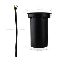 Ledvion 6x LED Bodeneinbaustrahler Rund - IP67 - 3W - 4000K - 1m Kabel - Schwarz