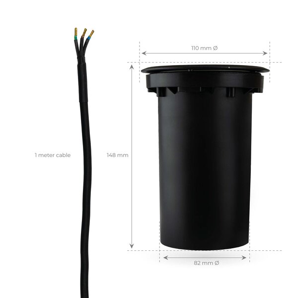 Ledvion 6x LED Bodeneinbaustrahler Rund - IP67 - 3W - 4000K - 1m Kabel - Schwarz