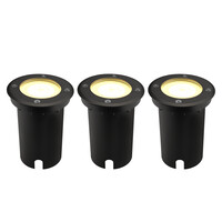 Ledvion 3x LED Bodeneinbaustrahler Rund - IP67 - 3W - 2700K - 1m Kabel - Schwarz