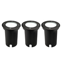 Ledvion 3x LED Bodeneinbaustrahler Rund - IP67 - 3W - 6500K - 1m Kabel - Schwarz