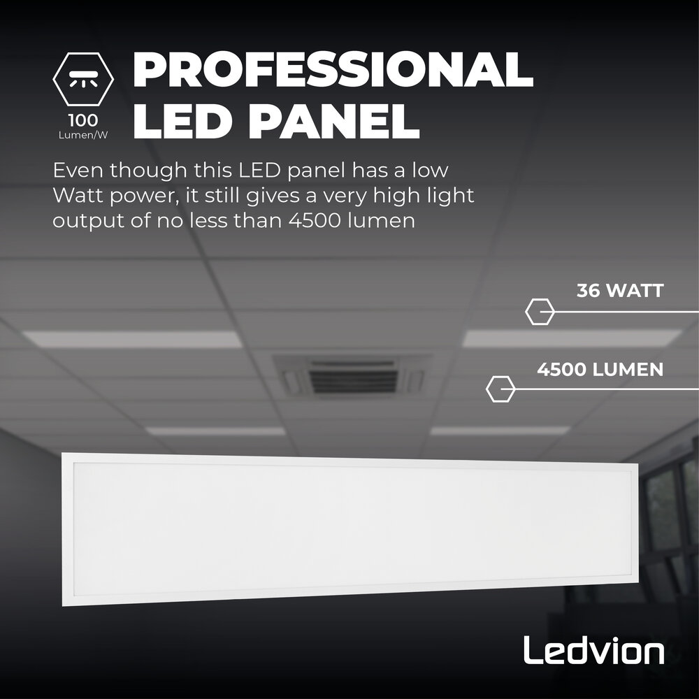 Ledvion Lumileds LED Panel 120x30 - 36W - 6500K - 4500 Lumen (125 lm/W) - 5 Jahre Garantie