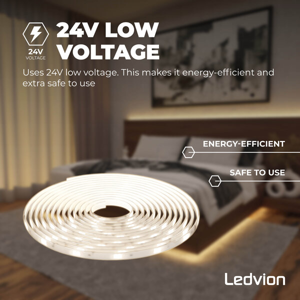 Ledvion LED Streifen - 3 Meter - 3000K-6500K - 24V - 9W - Plug & Play - Dimmbar