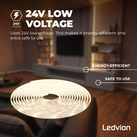 Ledvion LED Streifen - 10 Meter - 3000K-6500K - 24V - 24W - Plug & Play - Dimmbar