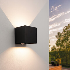 LED Wandleuchte Schwarz mit Bewegungssensor - 3000K - 2x 3 Watt - IP44 - Beidseitig