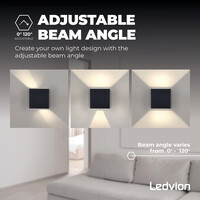 Ledvion LED Wandleuchte Schwarz mit Bewegungssensor - 3000K - 2x 3 Watt - IP44 - Beidseitig