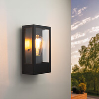Ledvion LED Wandleuchte mit Dämmerungssensor - E27 Fassung - IP44 - Schwarz