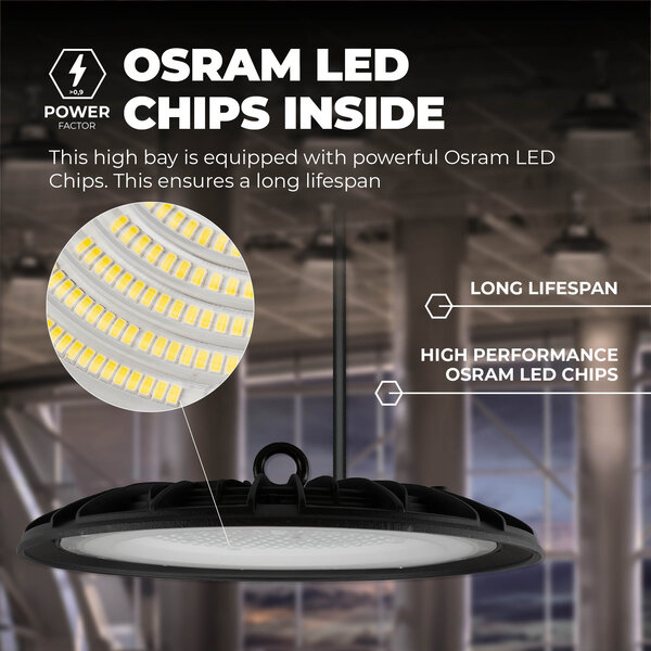 Ledvion LED Hallenstrahler 150W - Osram LED - 90° - 110Lm/W - 6000K - IP65 - 2 Jahre Garantie