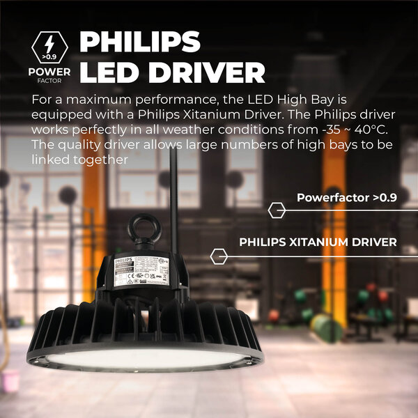 Ledvion LED Hallenstrahler 200W - Philips Driver - 120° - 175lm/W - 4000K - IP65 - Dimmbar - 5 Jahre Garantie - GS-geprüft