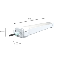 Beleuchtungonline Tri Proof LED Feuchtraumleuchte mit Sensor 150CM - 60W - 150Lm/W - 5500K - IP65 - IK10 - Verknüpfbar