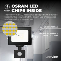 Ledvion Osram LED Fluter mit Sensor 30W – 3600 Lumen – 6500K