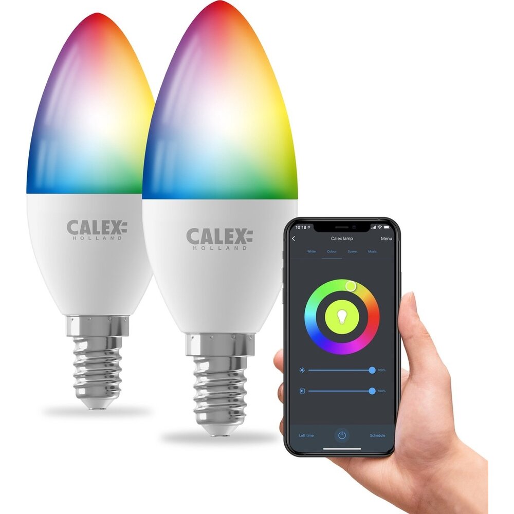 Calex 2x Calex Smart LED Lampe - Dimmbar - E14 - 4.9W - RGB + CCT