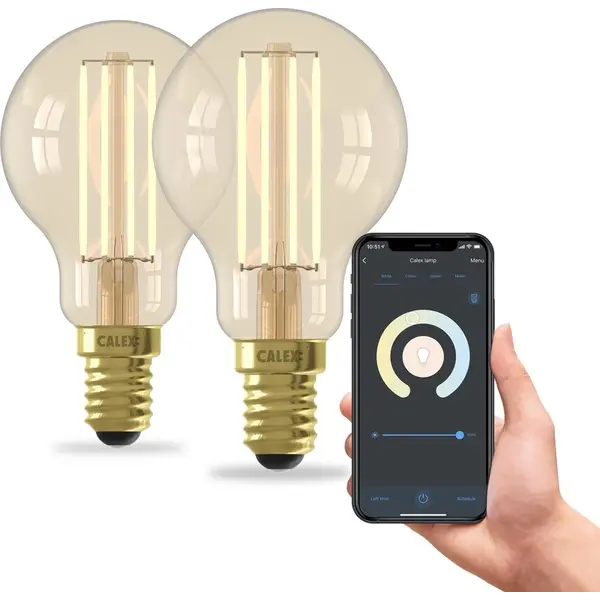 Calex 2x Calex Smart LED Filament Lampe - Dimmbar - E14 - 7W - 1800K-3000K