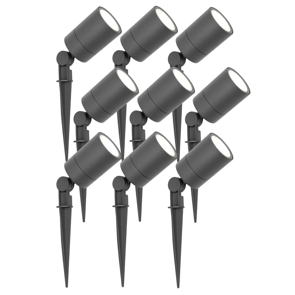 Ledvion 9x LED Gartenstrahler - IP65 - 3W - 6500K - 1M Kabel - Anthrazit